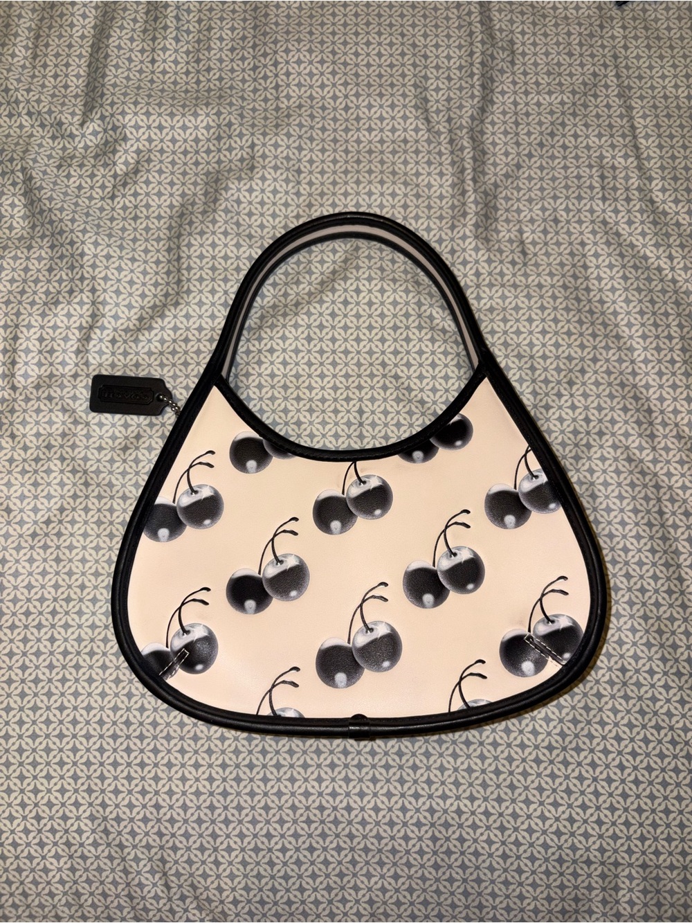 Coach c Coachtopia black Cherry Print Crescent Shoulder Bag - Black & Cream